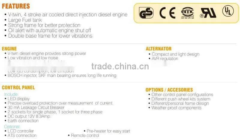 EPA Dual Voltage 50Hz/60Hz Diesel Generator 5kva to 6kva (Open and soundproof)