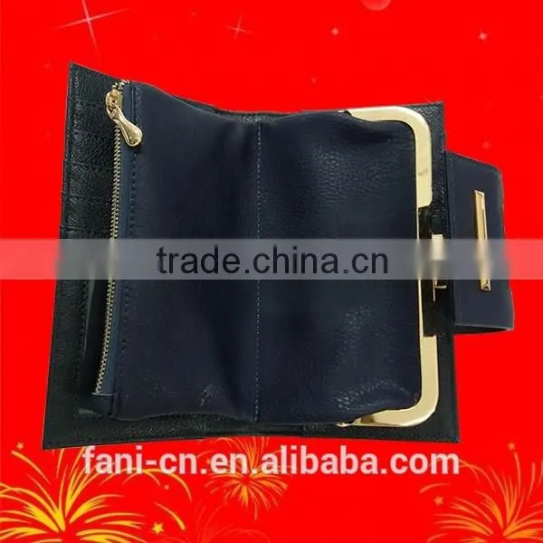 Newest arrival PU leather wallet with elastic strap and hinge design for woman
