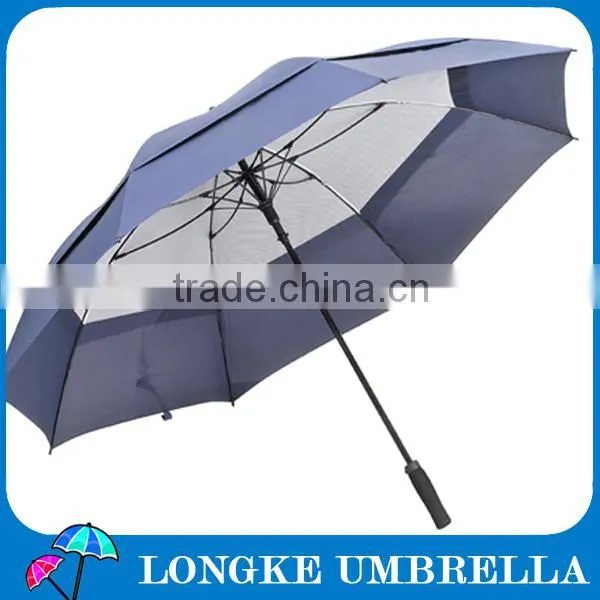 30" Windproof two double layer golf umbrella,fiberglass frame.