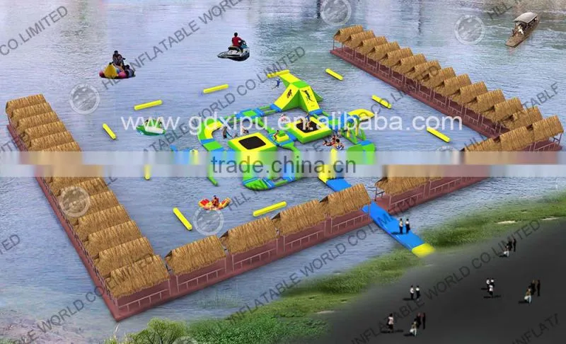 Giant inflatable floating water park