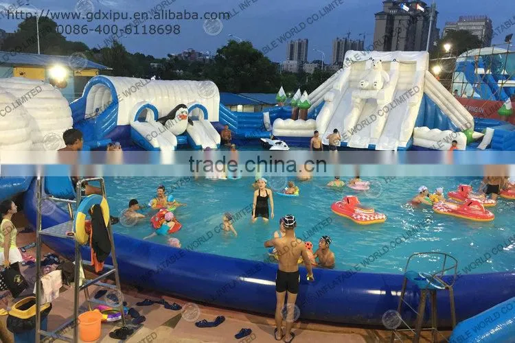 Inflatable water park combo slide and bouncy