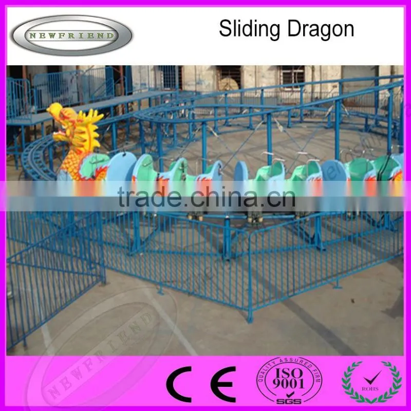 Amusement park rides kids game playground sliding dragon small roller coaster for sale