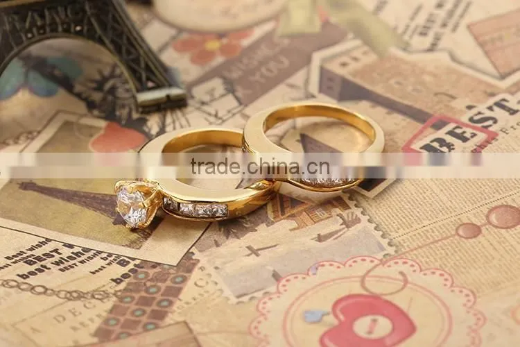2016 new Fashion wholesale stainless steel wedding gold ring jewelry