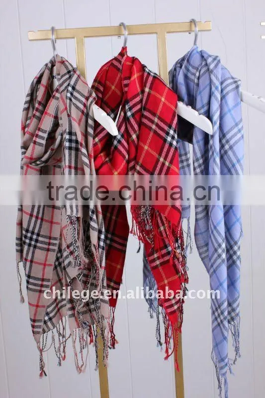 fashion women wool checked scarf fleece set winter warmer shawls scarves export ladies checked scarf poncho stoles schal cap