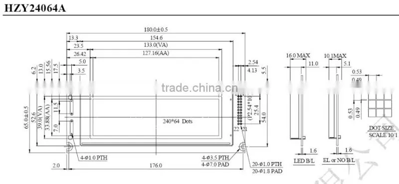 Electronic Equipment Electronic Machine Use 240 By 64 Graphic LGM LCD Module