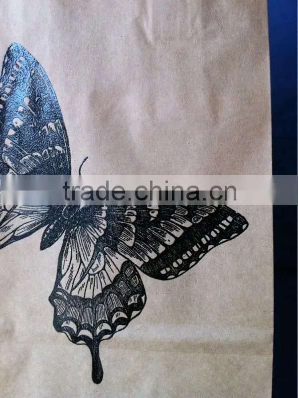 Food grade kraft paper shopping bag with butterfly pattern