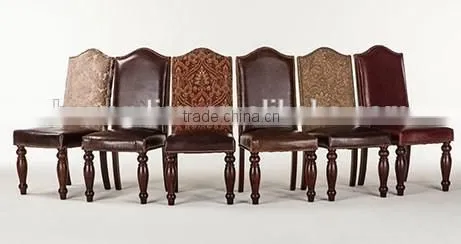 Luxury vintage furniture solid wood chair cover by pu leather fabric