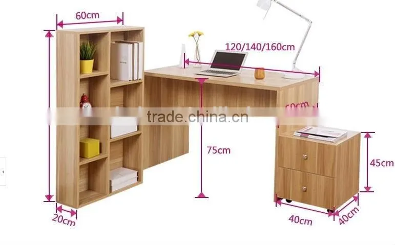 2016 hot sale high quality mordern design nuoyaxin 772 wooden computer table with shelf for living room