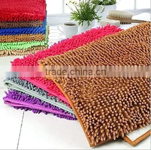 long pile tufted polyester chenille bath rug