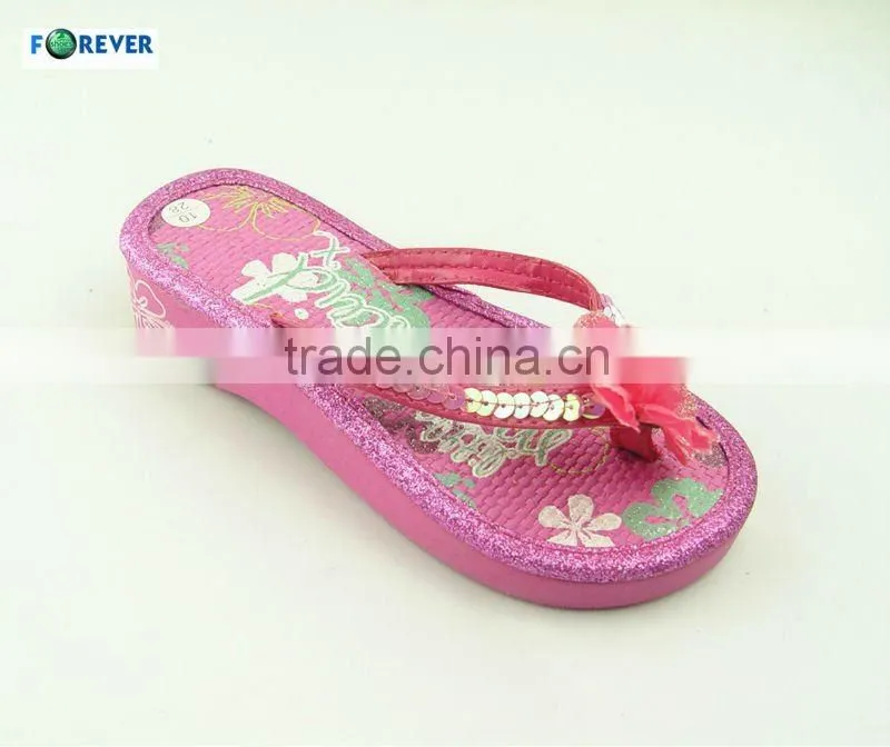 Lovely and flower imprinted girl high heel EVA slipper 2013