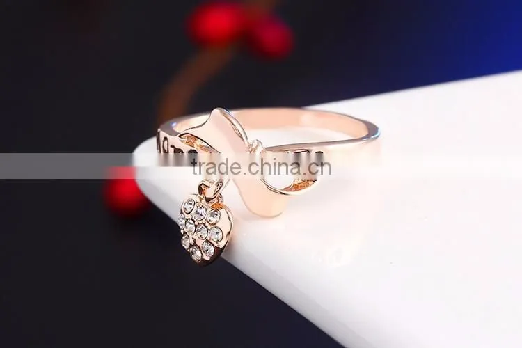 O rings jewelly fashion crystal heart love letter ring