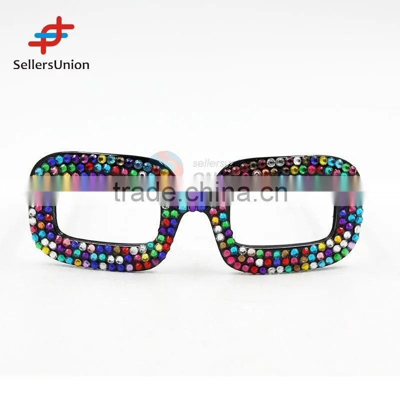 2017 hottest sale No.1 Yiwu export commission agent Colorful diamante eye glasses/party glasses