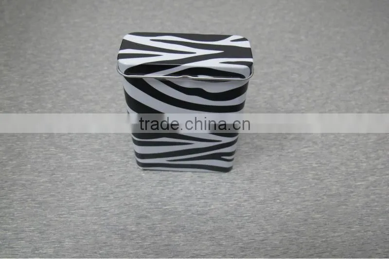 rectangular hinged lid cigarette pack tin box