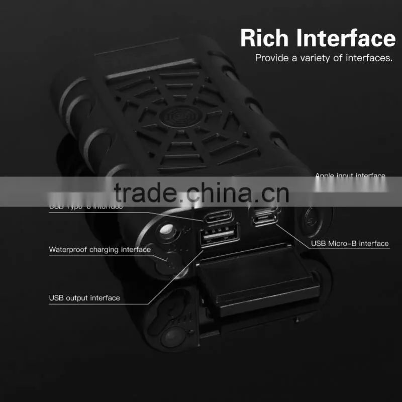 Solar waterproof 10000mA mobile power bank with LED light