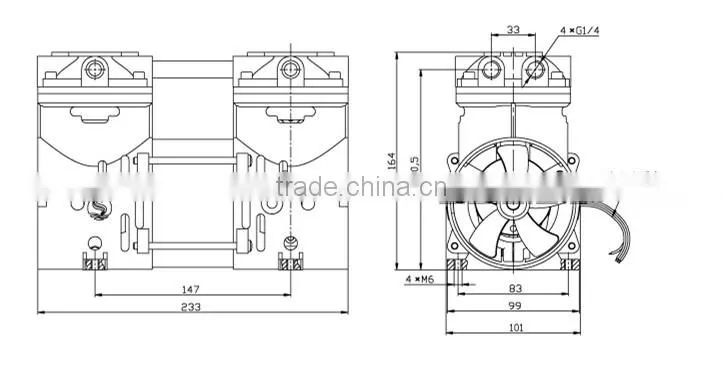 DC12V, 295W small vacuum pump oil-free medical vacuum pump