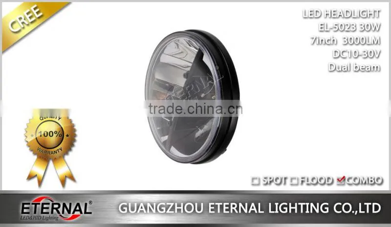 7in 30W Round Jeep LED Headlights dual replacement lamp for 4x4 racing Hummer CJ TJ JK Prewired motorcycle