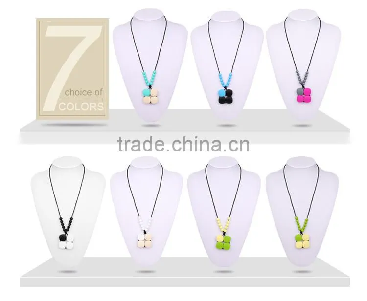 Kean latest design silicone beaded teething necklace for baby chewing