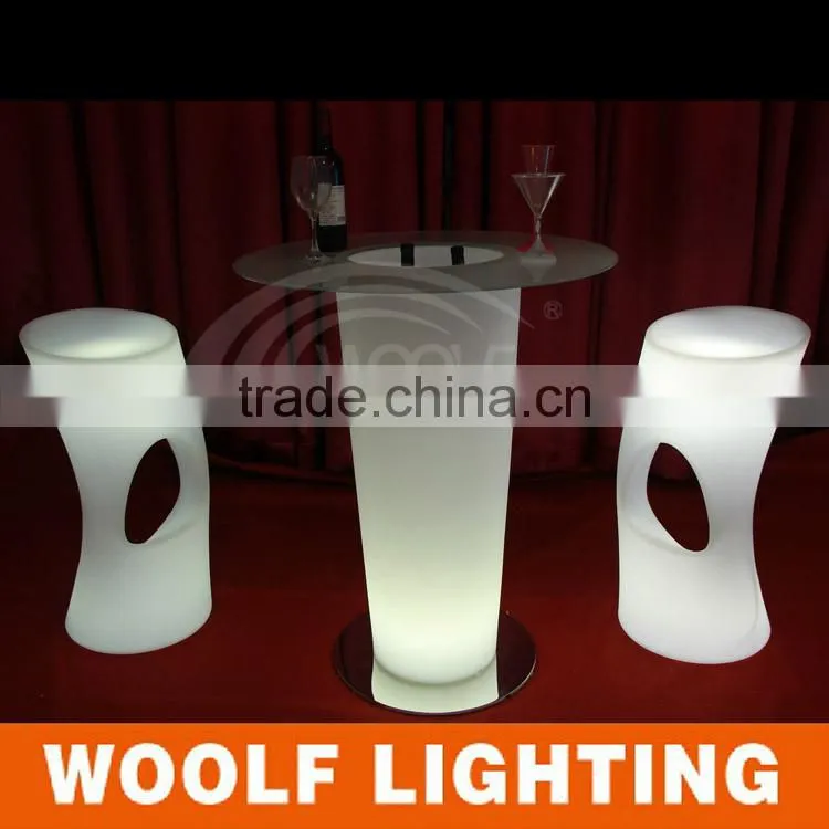Fashionable Design Sense Outdoor and Home Decorative Lighting LED Pillar Glass Table with Stainless Steel Leg