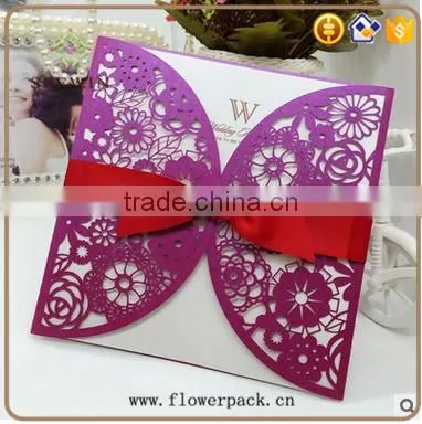 hollow iridescent paper wedding invitation card