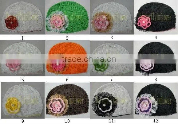 Soft Baby Winter Flower Hats crochet beanie hats with flower no moq