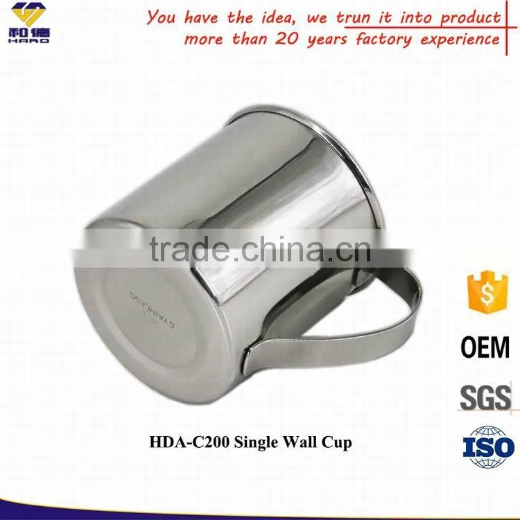Promotional Custom Single Wall Stainless Steel Coffee Mug With Handle