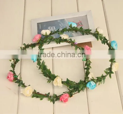 chrysanthemum garland head wreath/fabric flower/leaf wreath