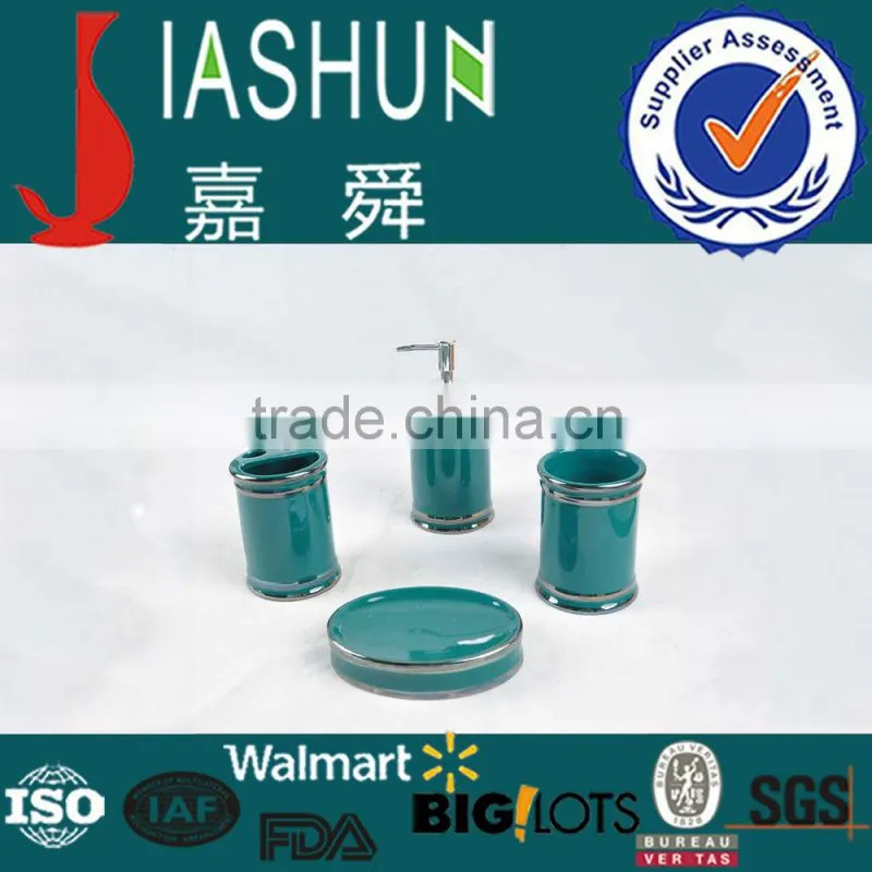 dark green glaze with mixed silver edge bathroom accessory set dolomite