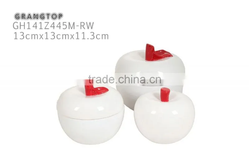 Nice Ceramic Jars White Apple Shape Candy Jar