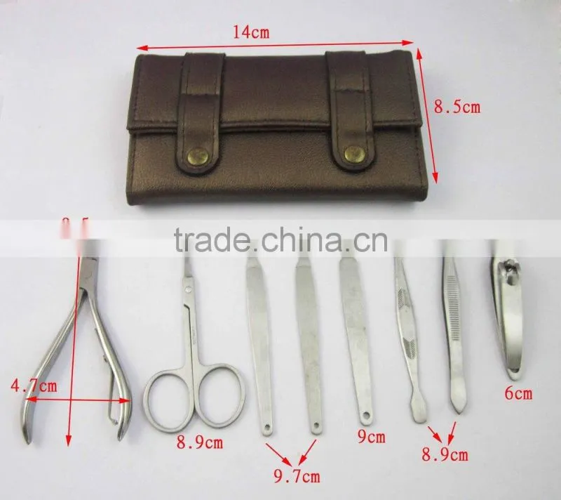 Elegant Design Press Button Pouch 8pcs Nail Manicure Set