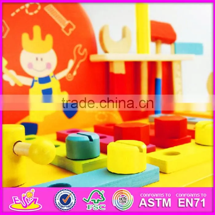 2016 new design cartoon children wooden diy workbench W03D077