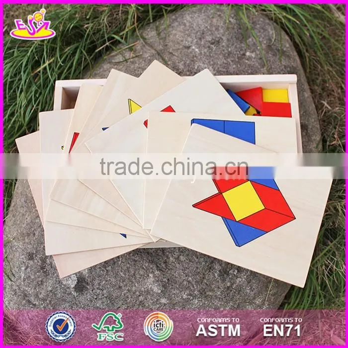 2017 New design toddlers preschool wooden geometric block puzzle W14A161