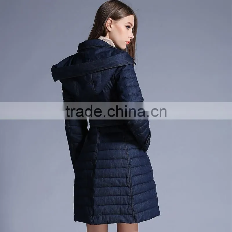 Hooded Thick Fashion Women's Clothing denim down jacket women winter down jacket