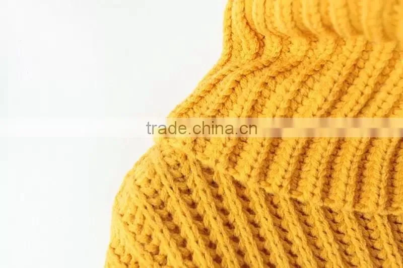 Fashion high quality Long Sleeve turtleneck brown pullover sweaters for women