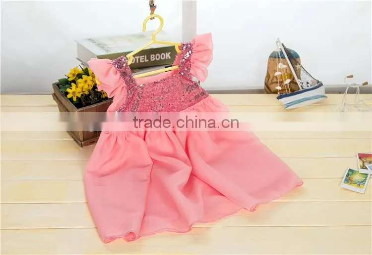Baby girls cotton sequin halter dress set girls party wearing dress