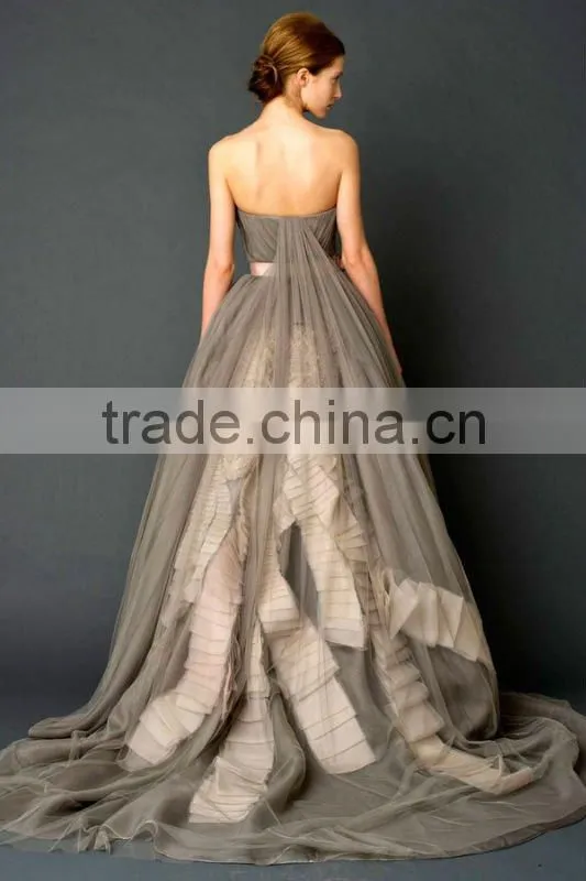 hot dark grey prom gown new