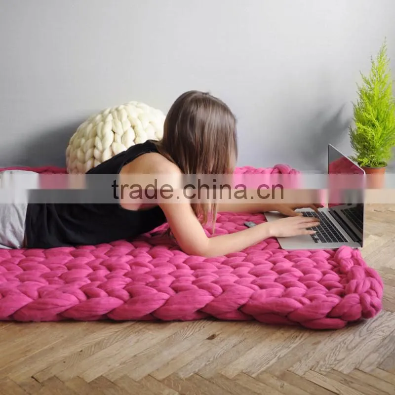 2017 Knitted Wool Blend Blanket Air Conditioning Leisure Chunky Blanket Kniting Blanket