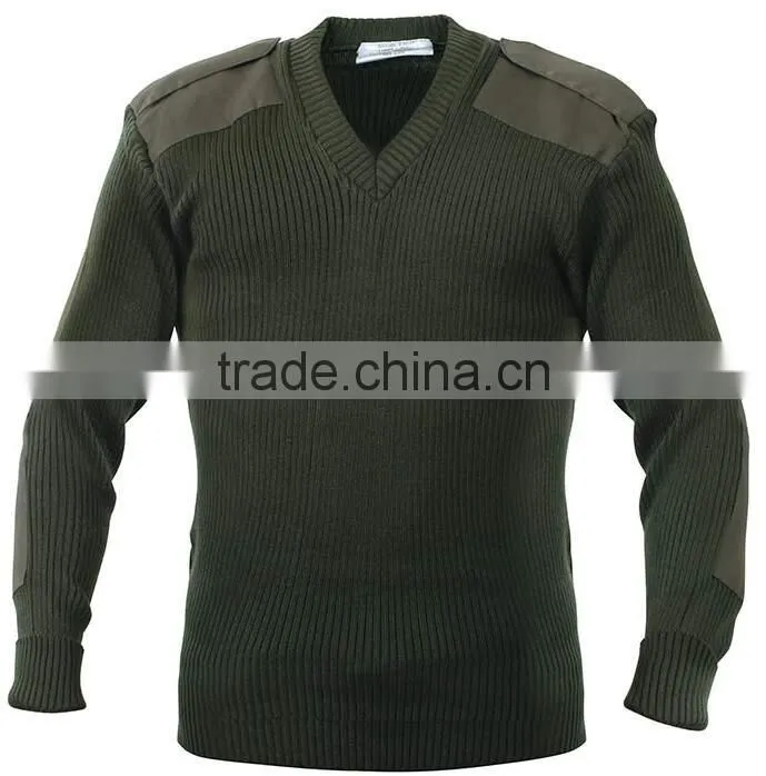 wholesale black acrylic quarter zip military style pullover sweater