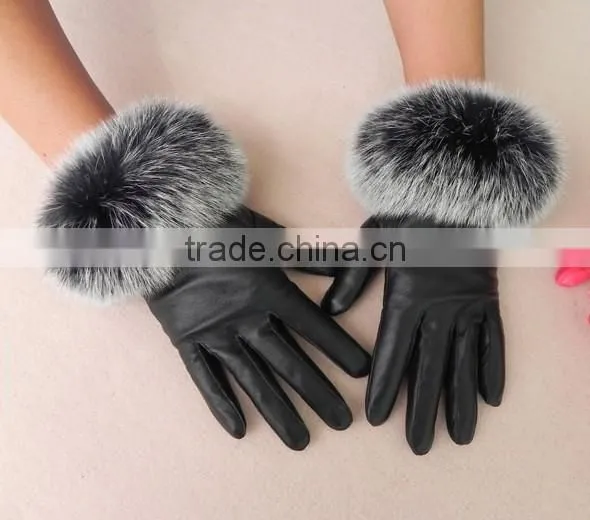 lady fashion sheep leather gloves