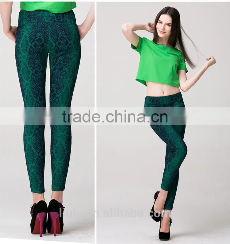 snake skin pattern embroideried casual ladies sweat pants