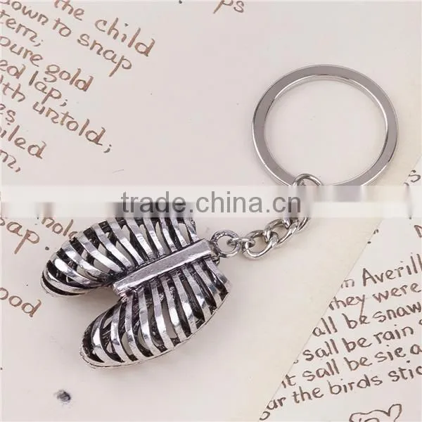 3D Keychain & Keyring Rib Cage Antique Silver 9.1cm