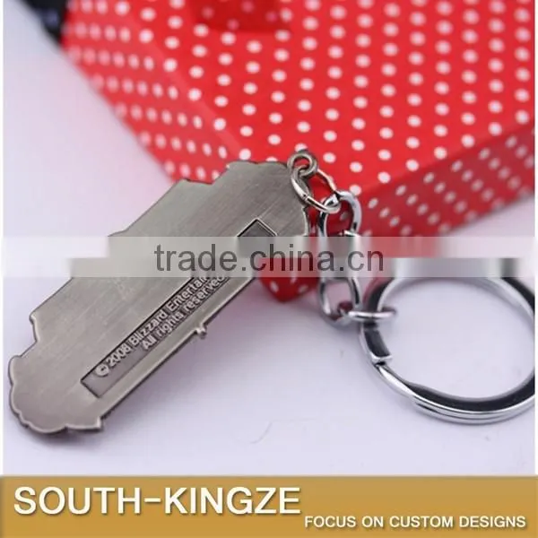 World of Warcraft Antique Silver Metal Plate Keychain