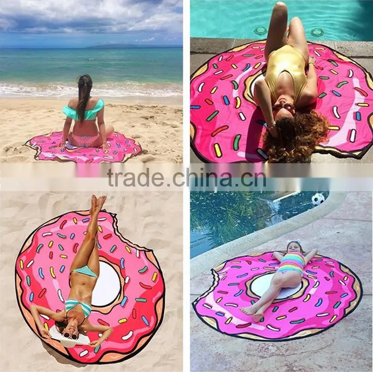 Custom Reactive photo Printed Circle Microfiber Beach Towel Custom Round Towel Donut Beach Towel
