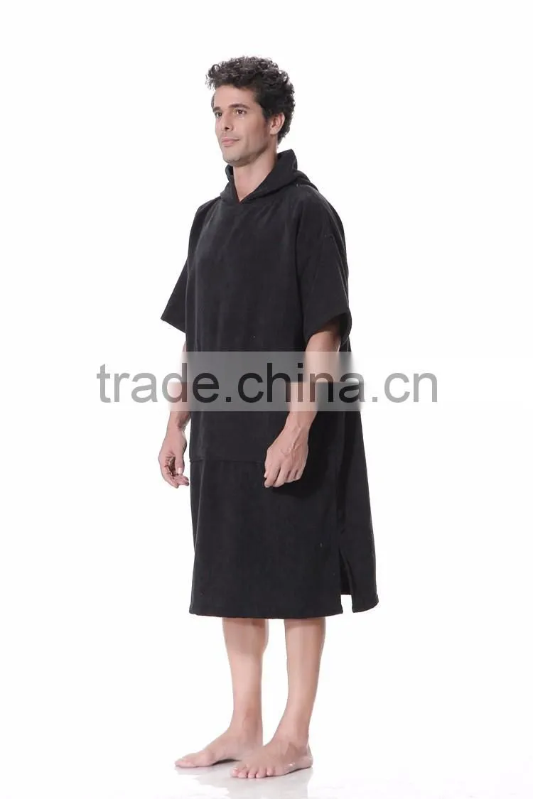 Changing poncho towel black microfiber