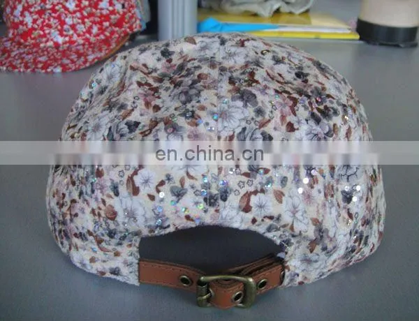Hot sale flat brim custom floral private label hat