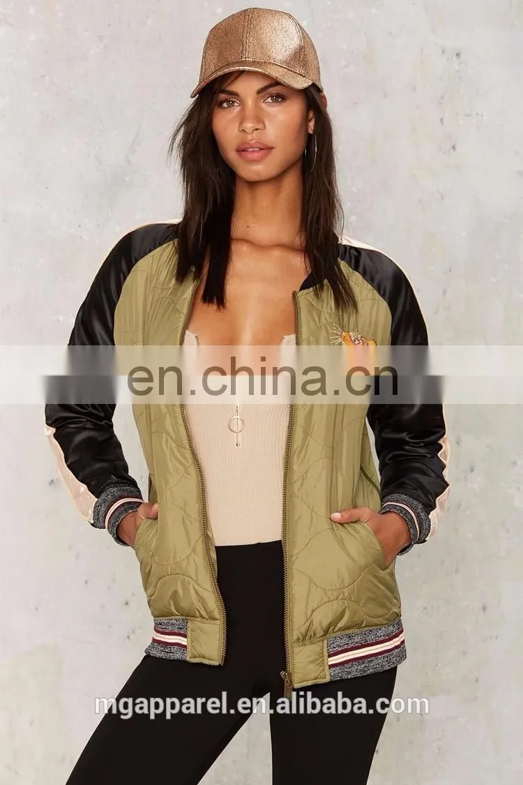 OEM Fashion bomber jacket for women ,embroidered bomber jacket wholesale