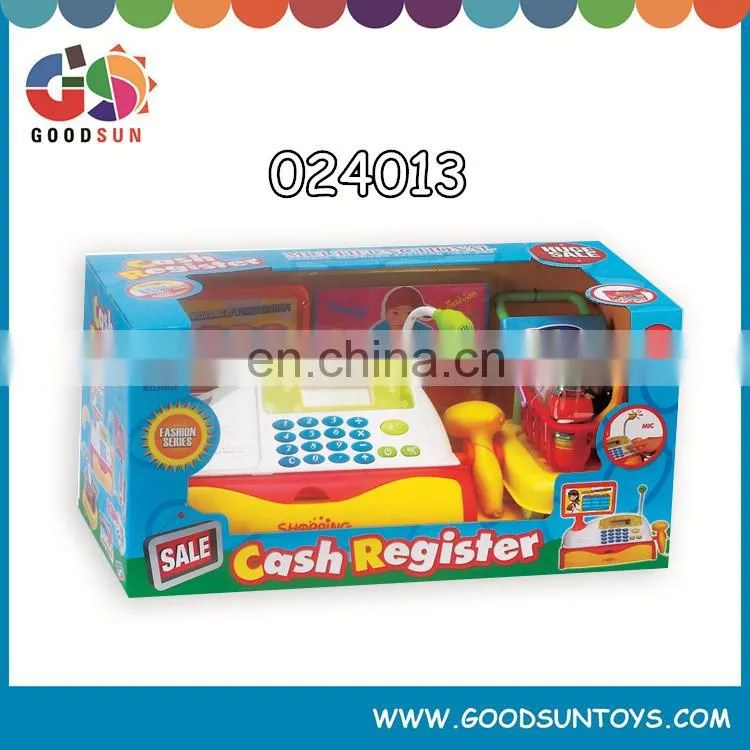 Plastic B/O supermarket cash register toys for kid with music and light
