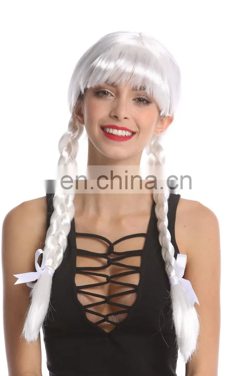 White party wigs with braids P-W215