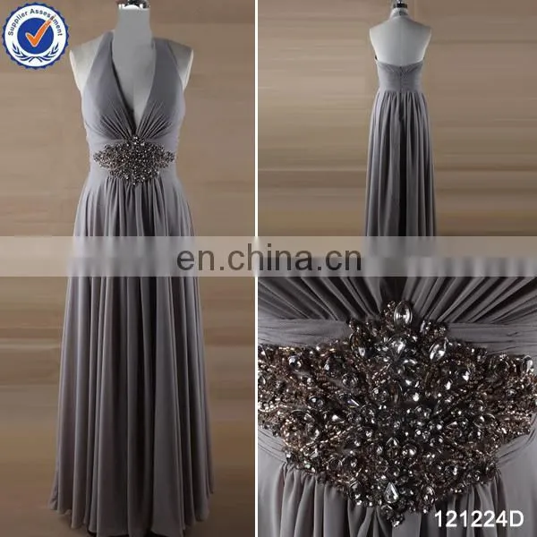 Vintage halter grey mother of the bride dresses for formal occasion