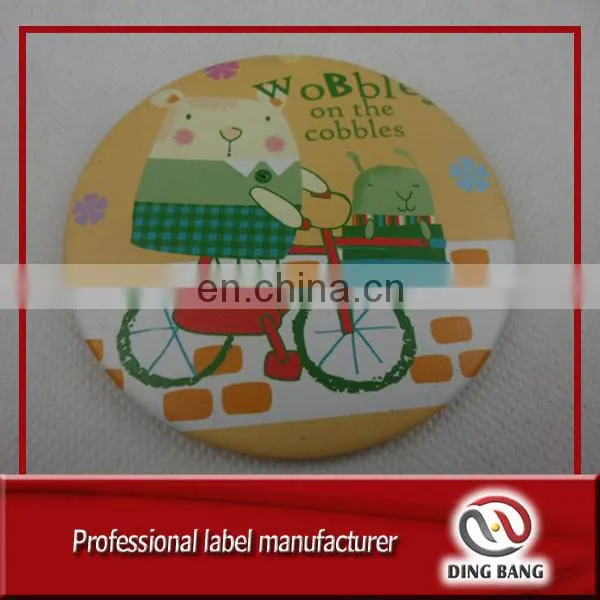 Wholesale Promotion Wedding Gift Custom Logo Printed Tinplate Type Film Covered Small Round Single Side Cheap Metal Mirror