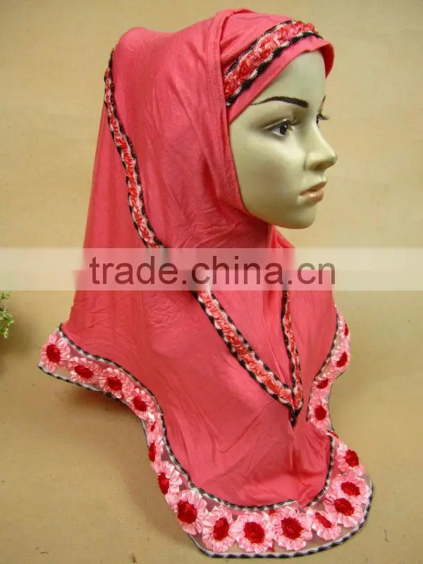 A515 Flower design 2 piece cotton Al- Amira hijabs